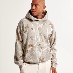 NWT Abercrombie Essential Popover Hoodie Mens Off White Camo Large
